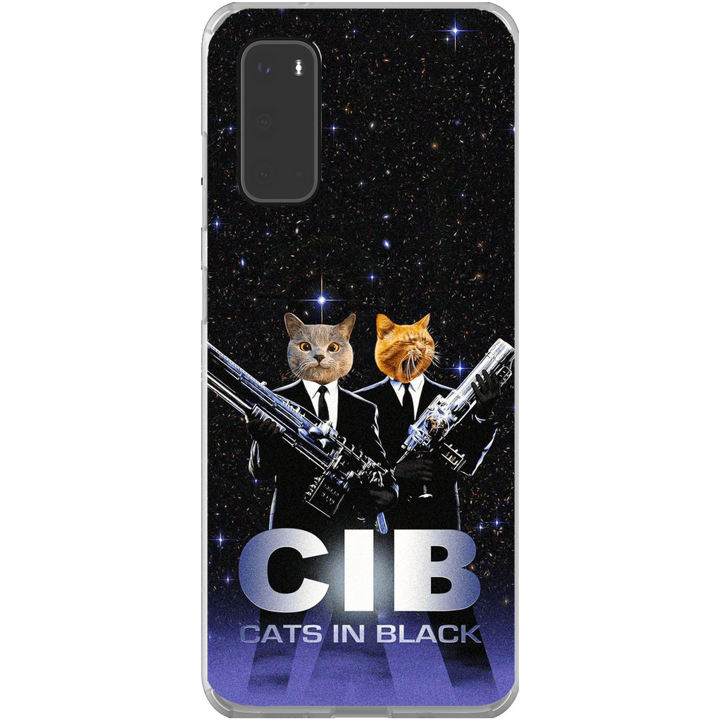 Funda personalizada para teléfono con 2 mascotas &#39;Gatos en negro&#39;