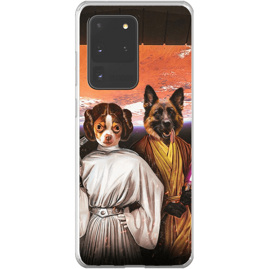 Funda personalizada para teléfono con 2 mascotas &#39;Princess Leidown &amp;amp; Jedi-Doggo&#39;