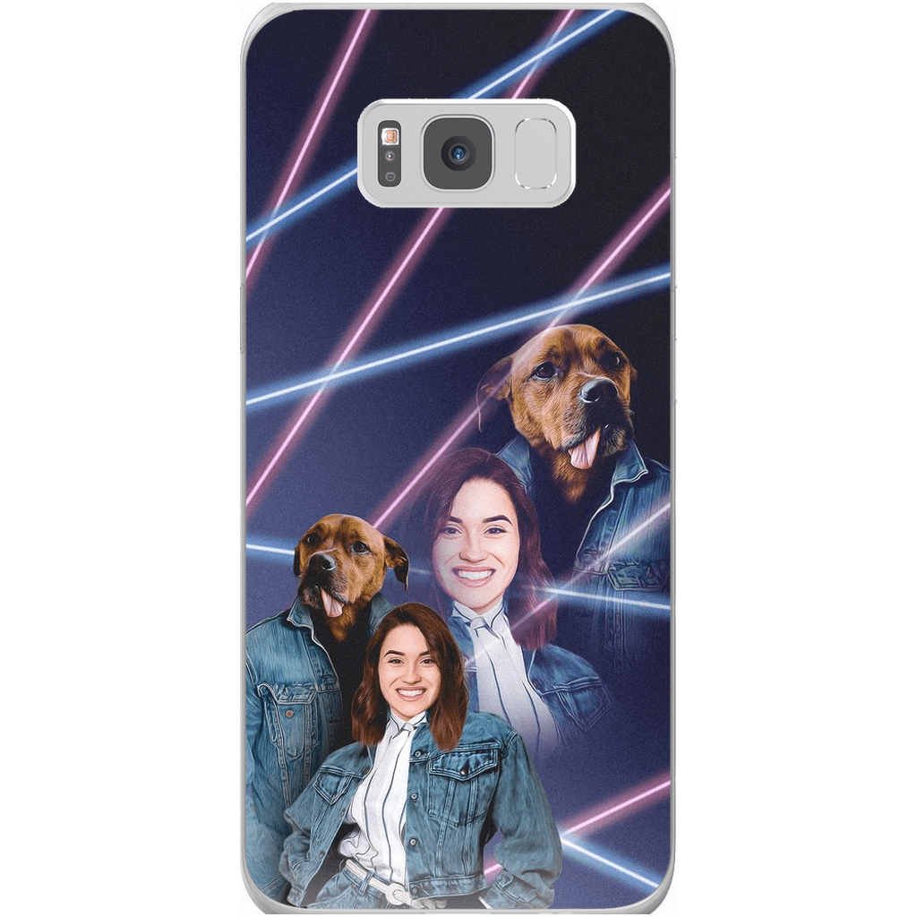 Funda para teléfono personalizada Lazer Portrait Pet (masculino)/humano (femenino) de los años 80