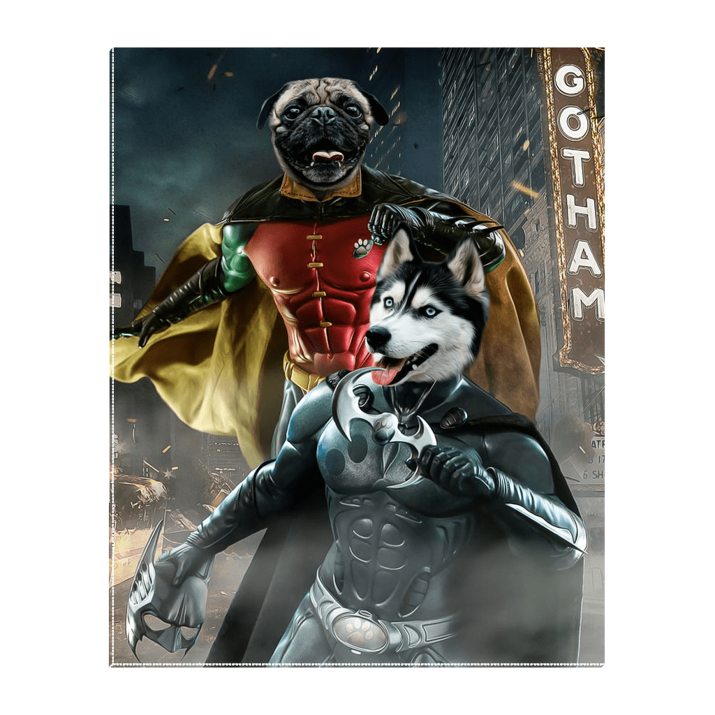 Lienzo personalizado para 2 mascotas &#39;Bat Dog &amp;amp; Robpaw&#39;