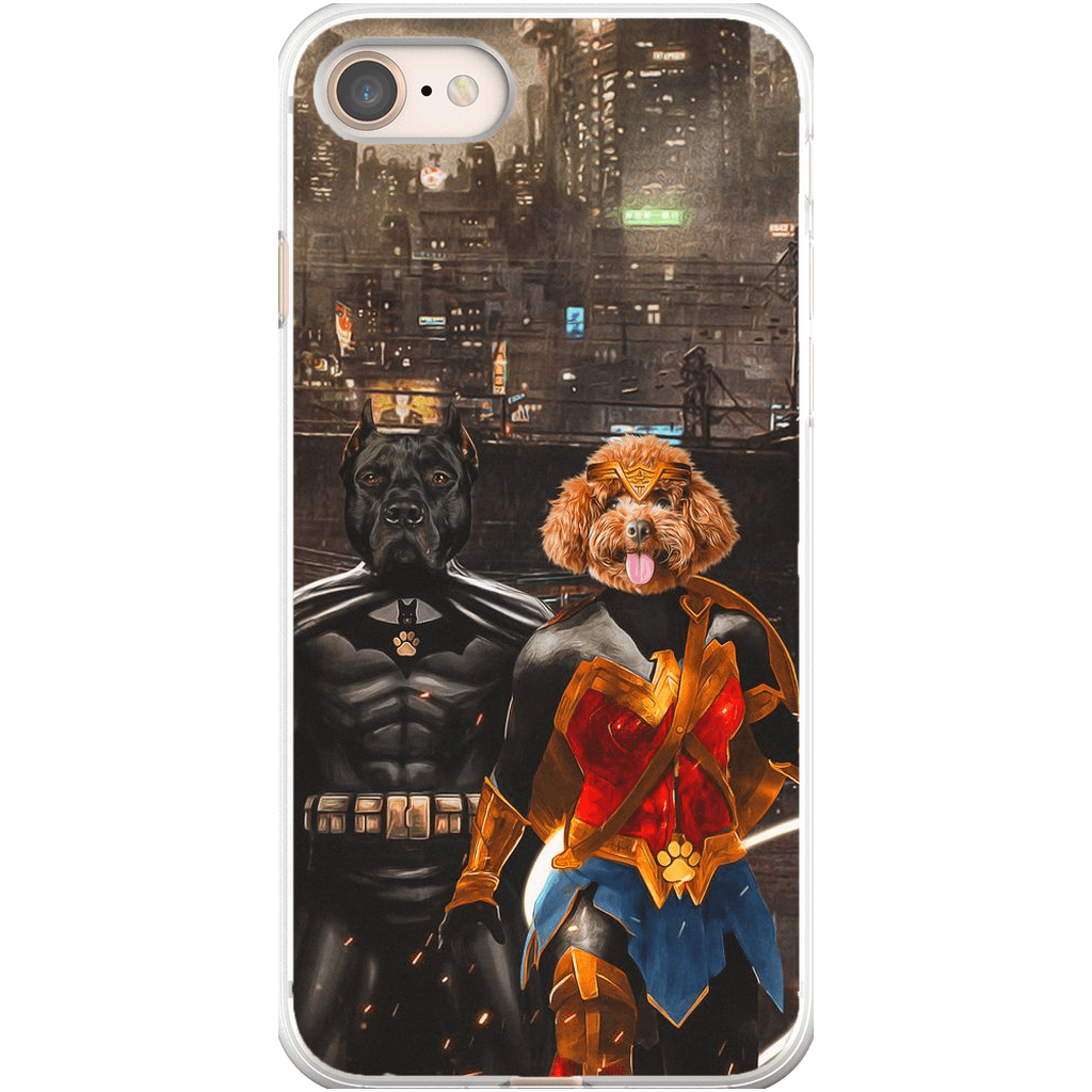 Funda personalizada para teléfono con 2 mascotas &#39;Batdog &amp;amp; Wonder Doggette&#39;