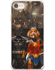 Funda personalizada para teléfono con 2 mascotas 'Batdog &amp; Wonder Doggette'