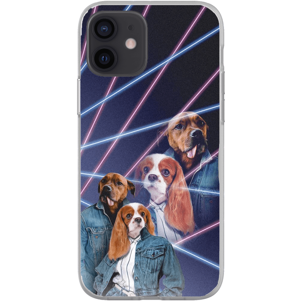 Funda personalizada para teléfono con 2 mascotas &#39;1980s Lazer Portrait&#39;