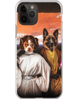 Funda personalizada para teléfono con 2 mascotas 'Princess Leidown &amp; Jedi-Doggo'