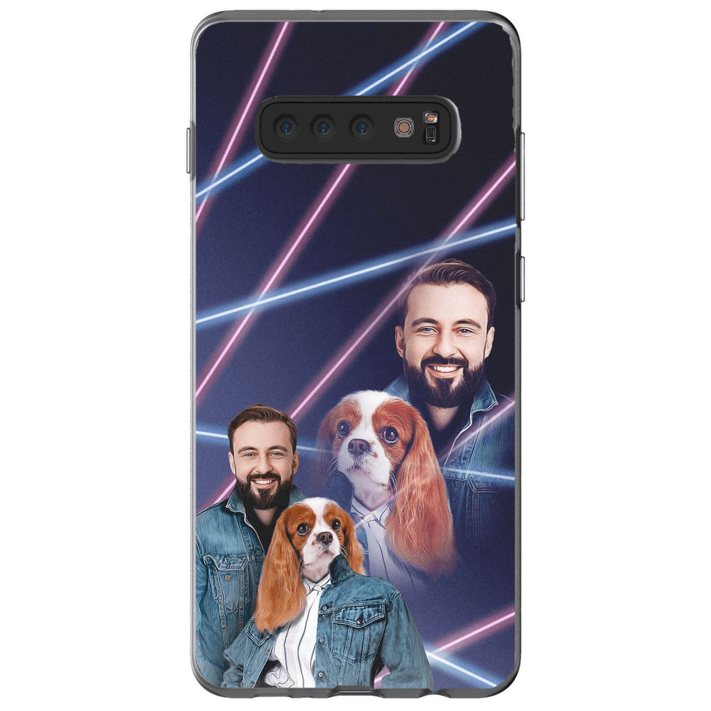 Funda para teléfono personalizada Lazer Portrait Pet (femenino)/humano (masculino) de los años 80