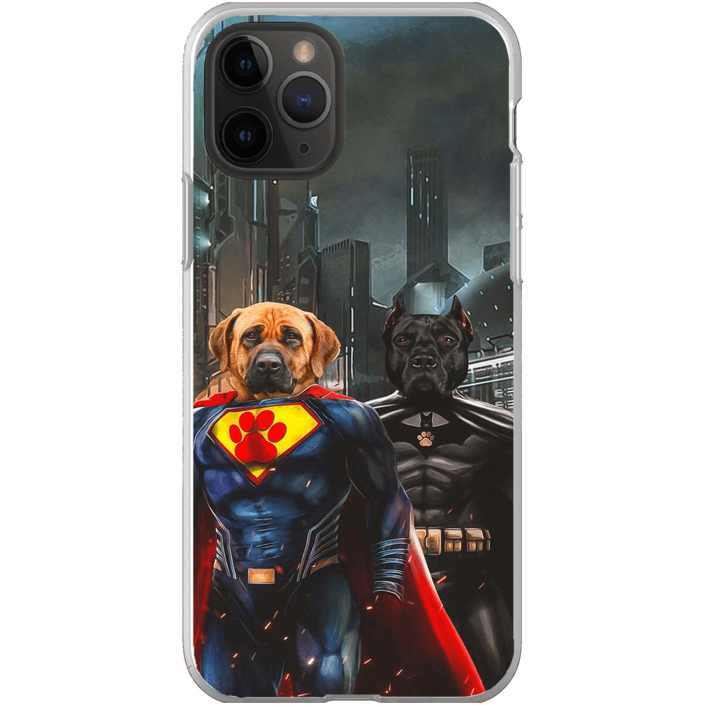 Funda personalizada para teléfono con 2 mascotas &#39;Superdog &amp;amp; Batdog&#39;