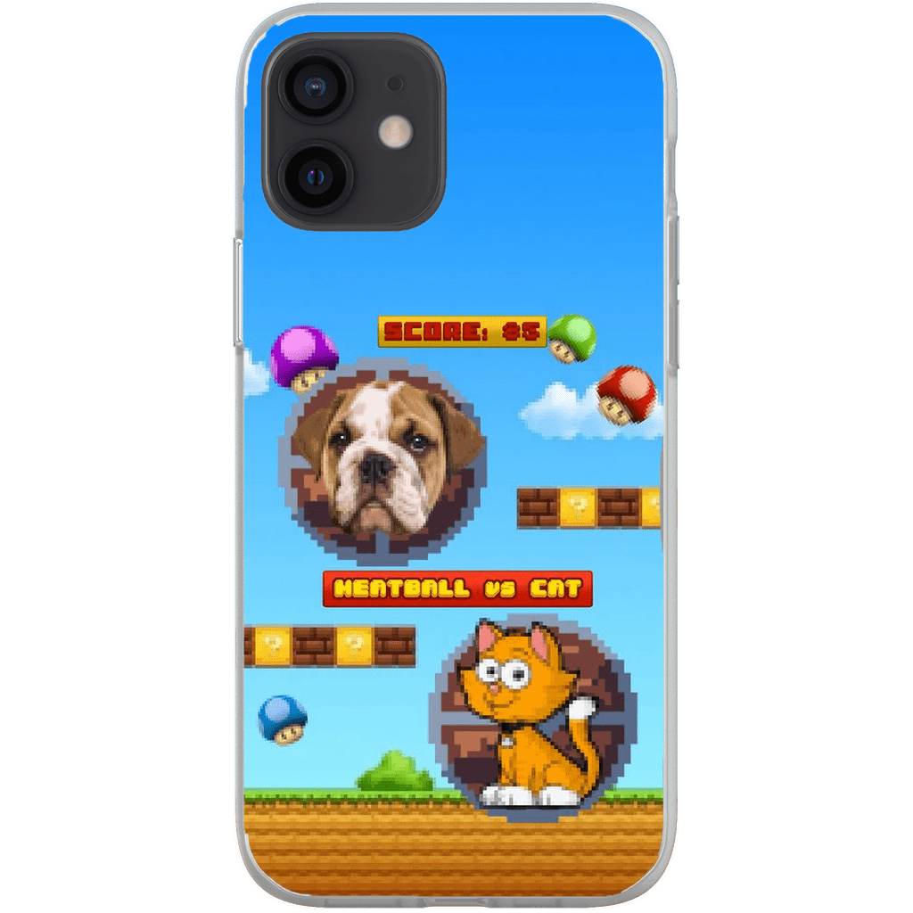 Funda de teléfono para mascotas personalizada con videojuego retro