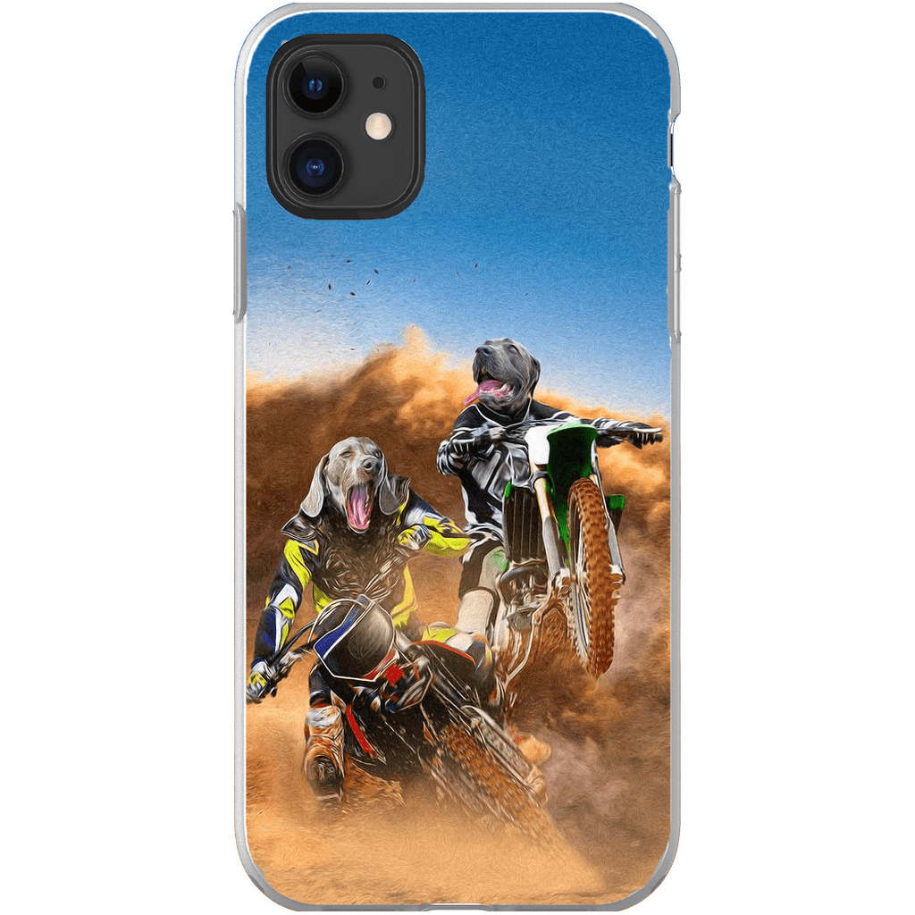 Funda personalizada para teléfono con 2 mascotas &#39;The Motocross Riders&#39;