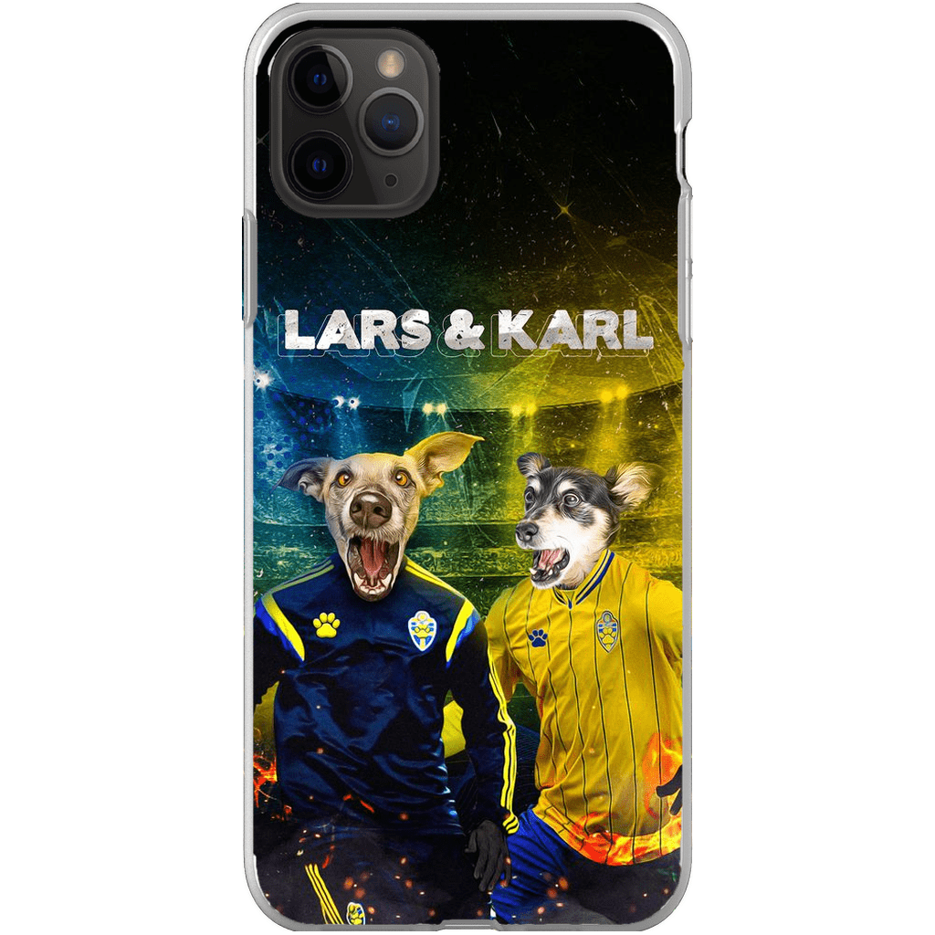 Funda personalizada para teléfono con 2 mascotas &#39;Sweden Doggos Euro Football&#39;