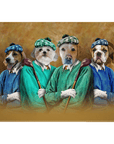 Lienzo de pie personalizado para 4 mascotas 'The Golfers'