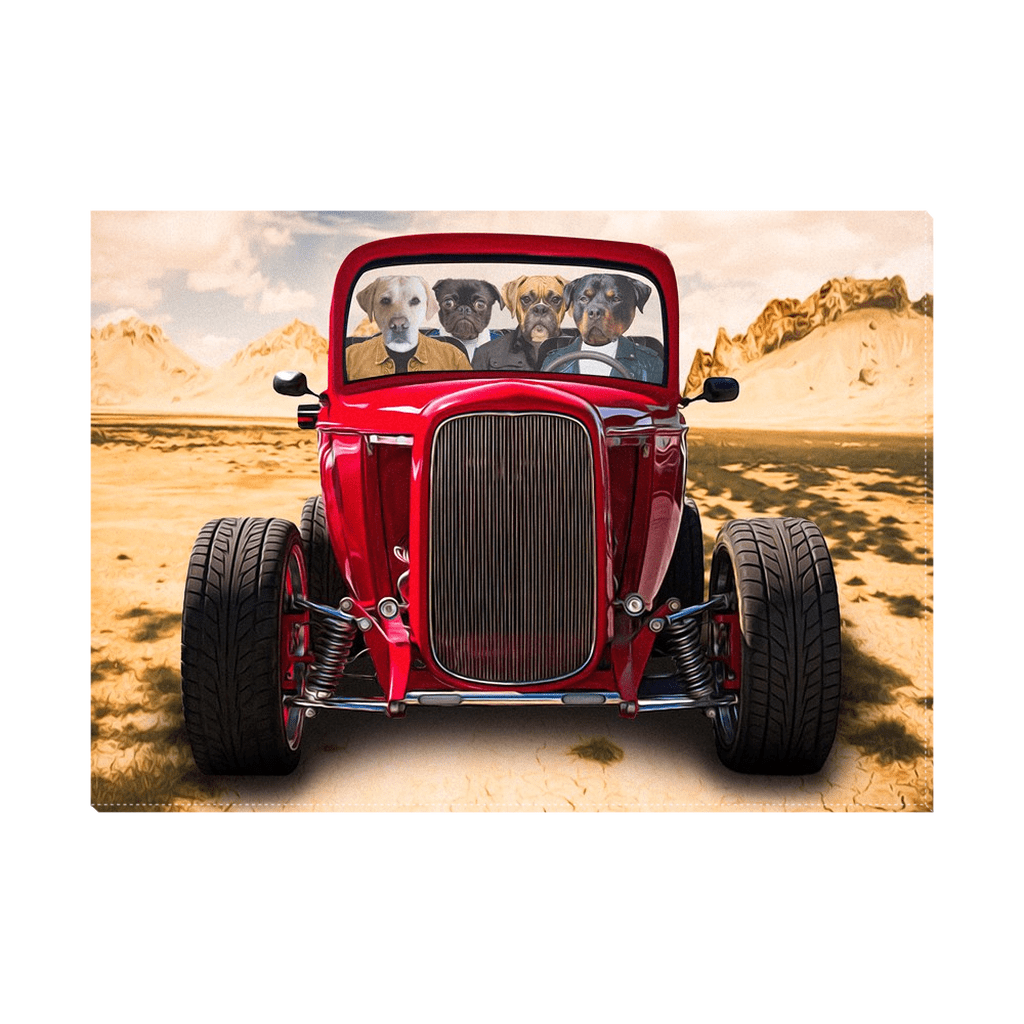 Lienzo personalizado para 4 mascotas &#39;The Hot Rod&#39;