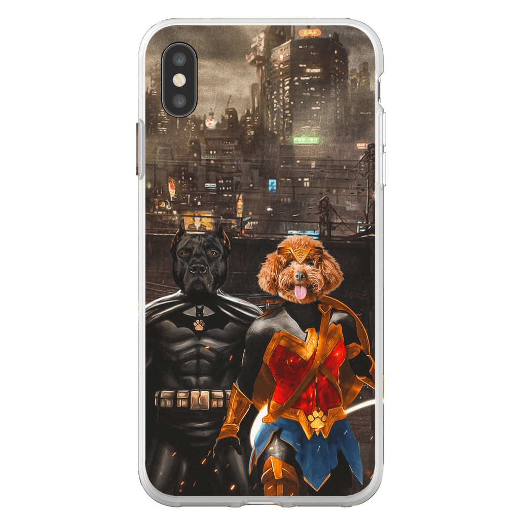 Funda personalizada para teléfono con 2 mascotas &#39;Batdog &amp;amp; Wonder Doggette&#39;