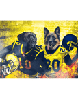 Lienzo personalizado para 2 mascotas 'Michigan Doggos'