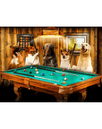 Lienzo personalizado con 5 mascotas de pie 'The Pool Players'