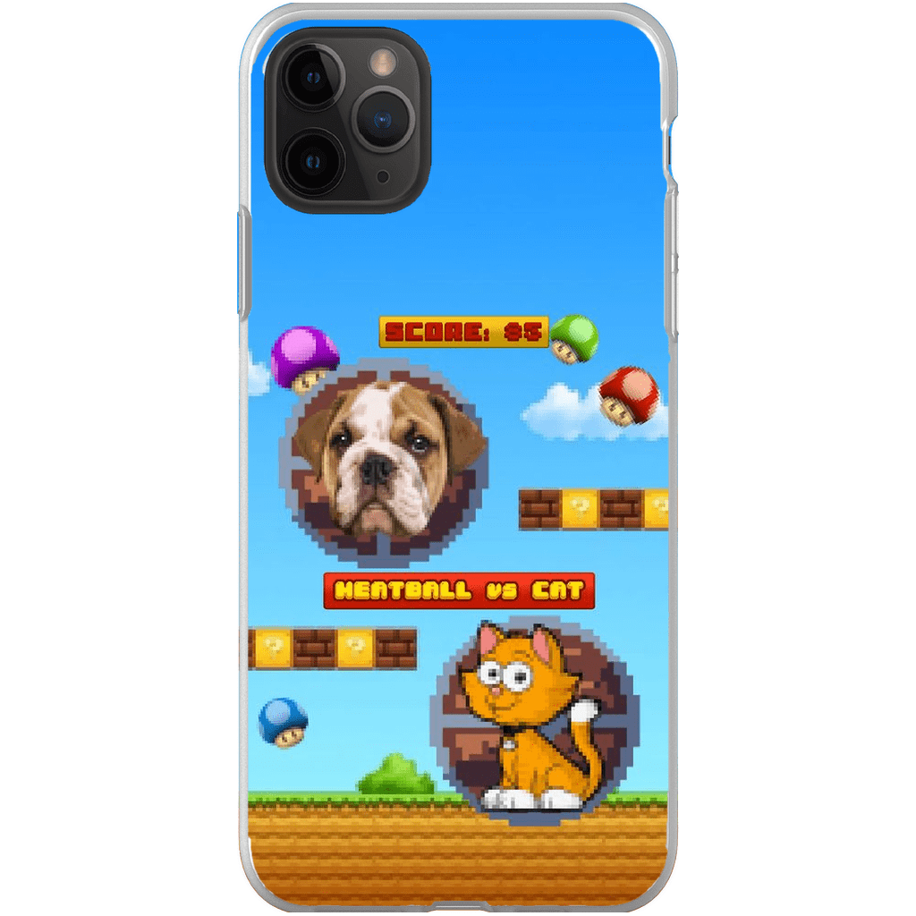 Funda de teléfono para mascotas personalizada con videojuego retro