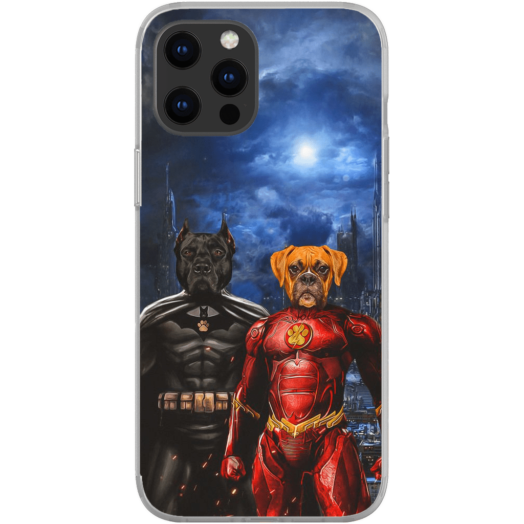 Funda personalizada para teléfono con 2 mascotas &#39;Batdog &amp;amp; Flash Doggo&#39;