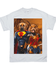 Camiseta personalizada para 2 mascotas 'Superdog &amp; Wonder Doggette'