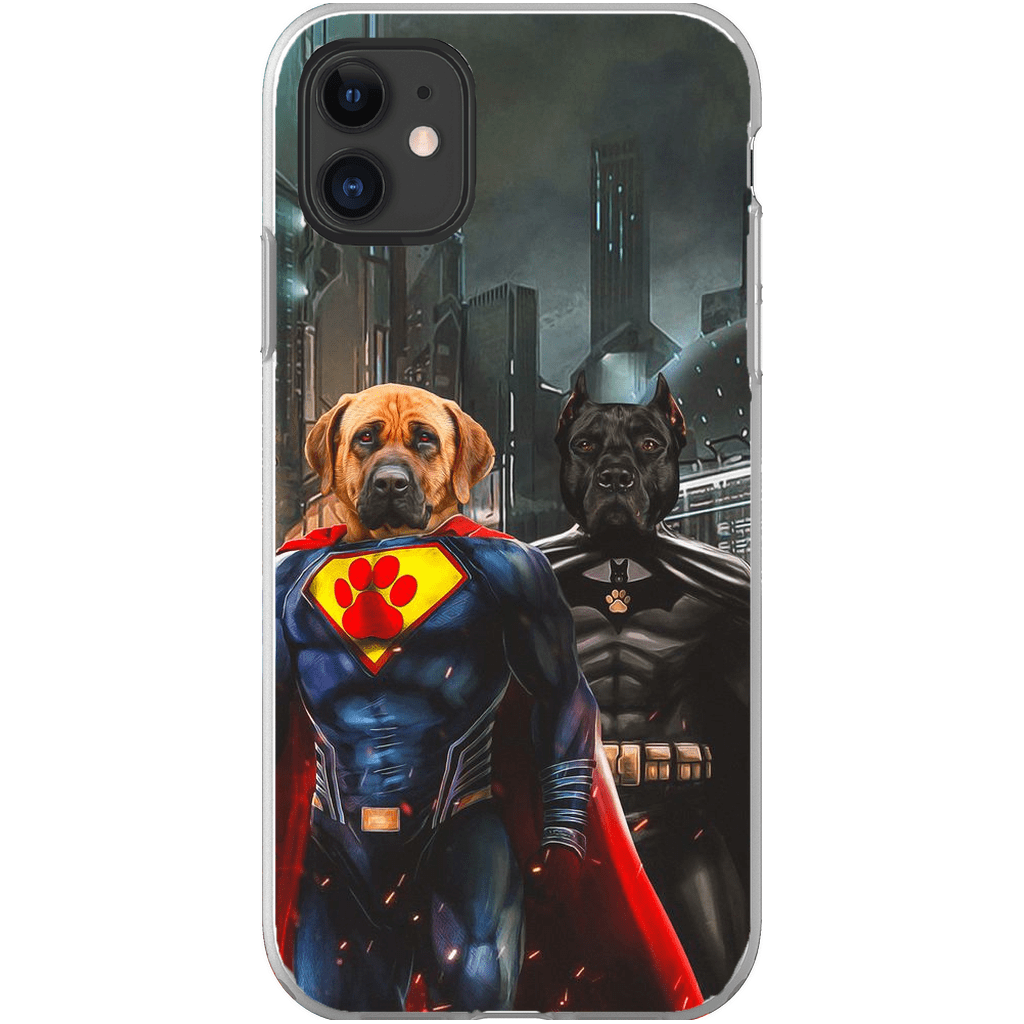 Funda personalizada para teléfono con 2 mascotas &#39;Superdog &amp;amp; Batdog&#39;