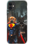 Funda personalizada para teléfono con 2 mascotas 'Superdog &amp; Batdog'