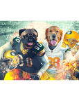 Lienzo personalizado para 2 mascotas 'Green Bay Doggos'