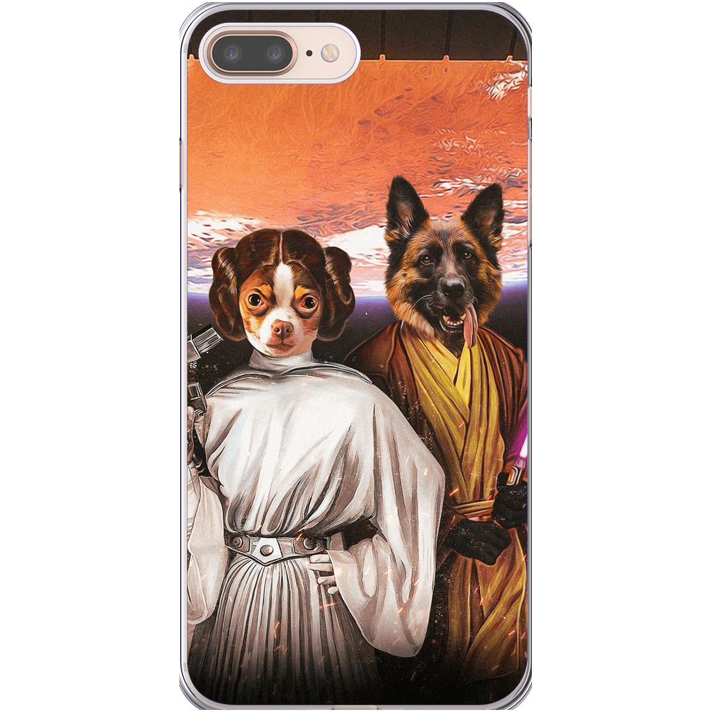 Funda personalizada para teléfono con 2 mascotas &#39;Princess Leidown &amp;amp; Jedi-Doggo&#39;