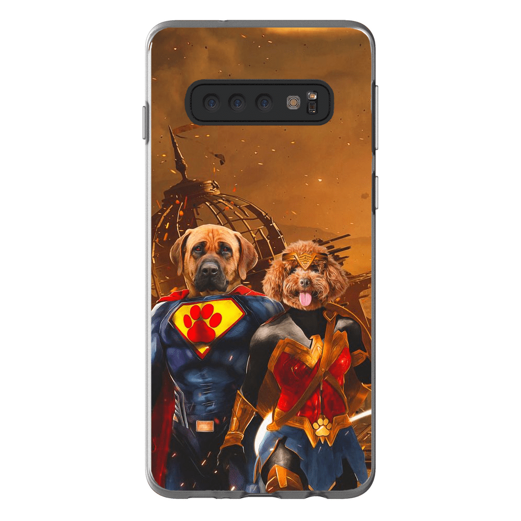 Funda personalizada para teléfono con 2 mascotas &#39;Superdog &amp;amp; Wonder Doggette&#39;