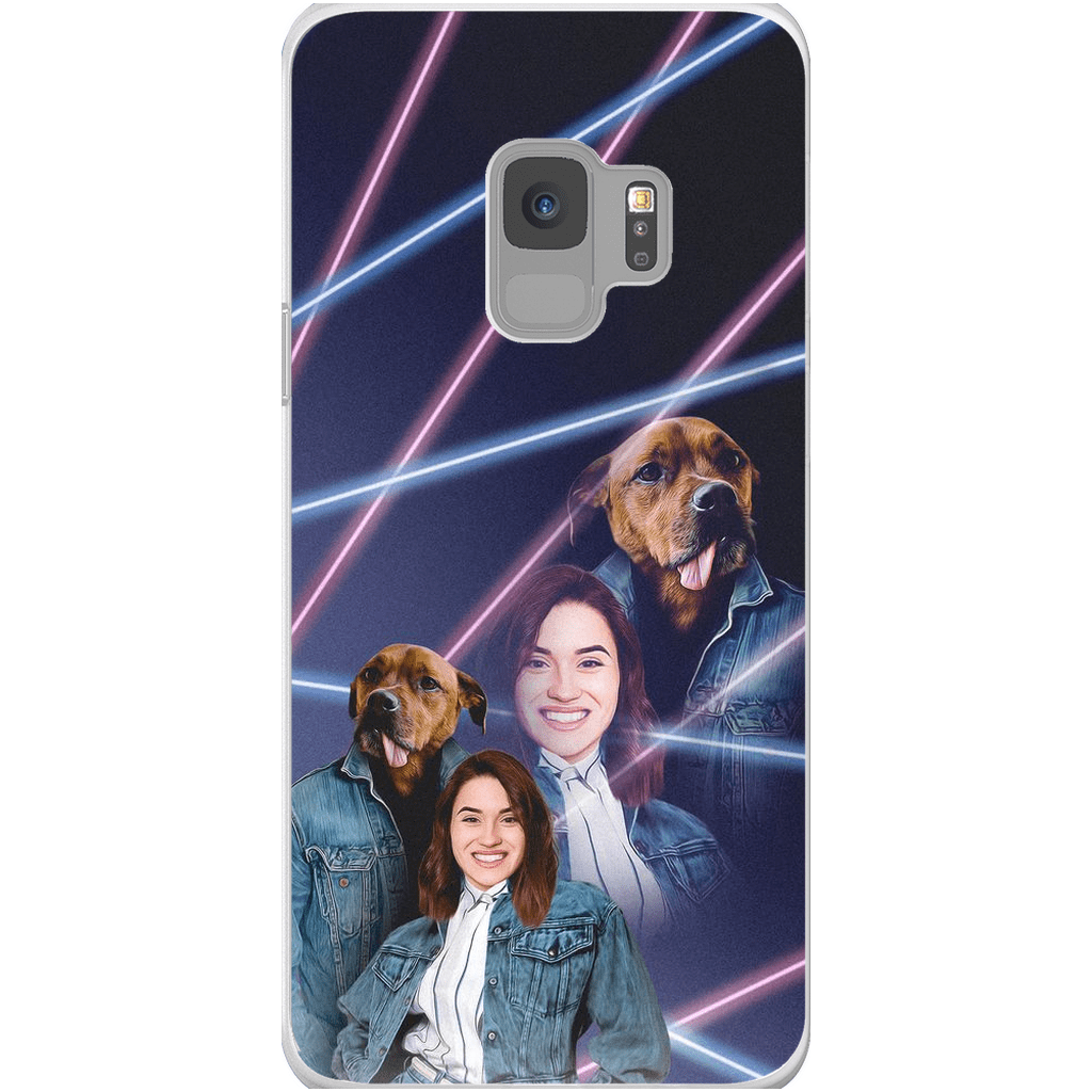 Funda para teléfono personalizada Lazer Portrait Pet (masculino)/humano (femenino) de los años 80