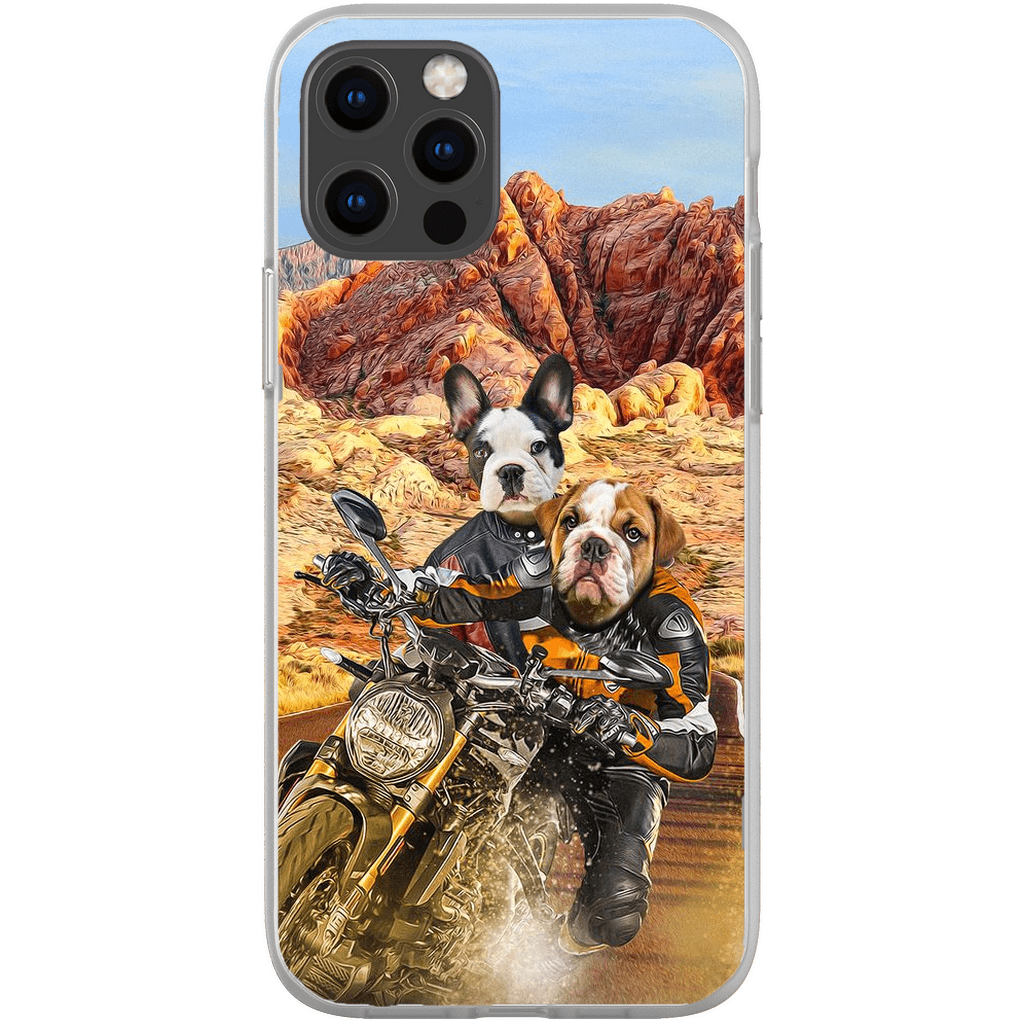 Funda personalizada para teléfono con 2 mascotas &#39;Dogati Riders&#39;