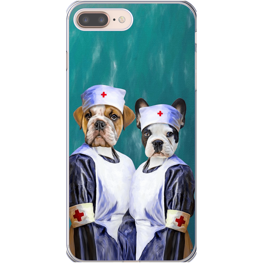 Funda personalizada para teléfono con 2 mascotas &#39;Las enfermeras&#39;