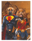 Manta personalizada para 2 mascotas 'Superdog &amp; Wonder Doggette'