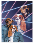 Póster personalizado con 2 mascotas 'Lazer Portrait de los años 80'