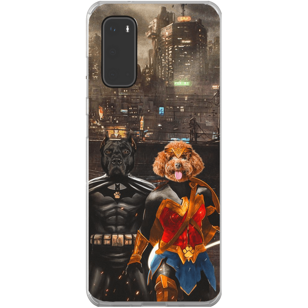 Funda personalizada para teléfono con 2 mascotas &#39;Batdog &amp;amp; Wonder Doggette&#39;