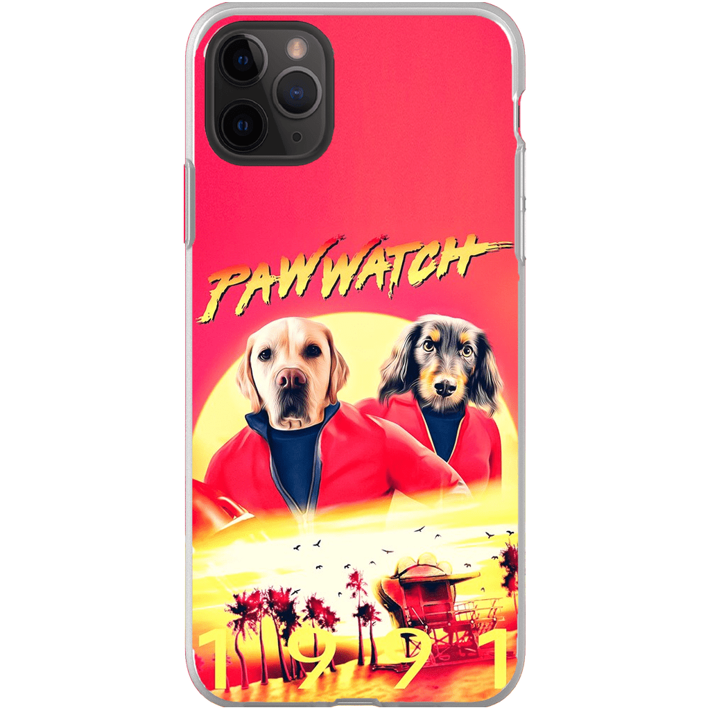 Funda personalizada para teléfono con 2 mascotas &#39;Paw Watch 1991&#39;