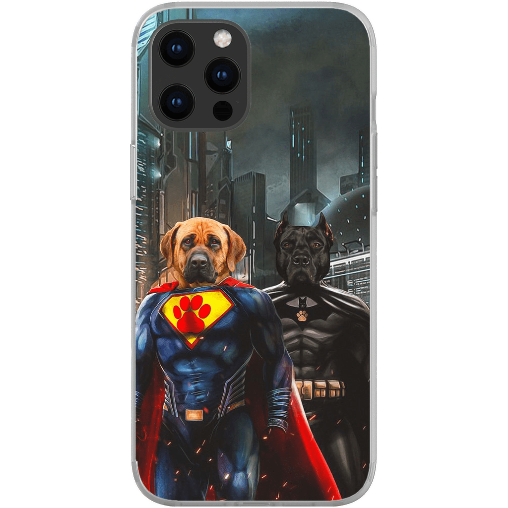 Funda personalizada para teléfono con 2 mascotas &#39;Superdog &amp;amp; Batdog&#39;