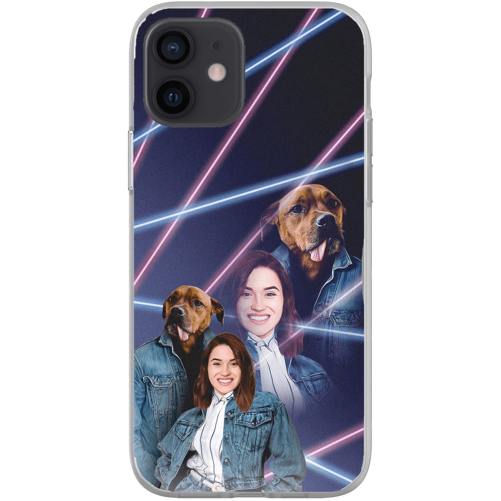 Funda para teléfono personalizada Lazer Portrait Pet (masculino)/humano (femenino) de los años 80