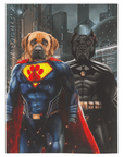 Manta personalizada para 2 mascotas 'Superdog &amp; Batdog'