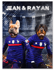 Póster Personalizado para 2 mascotas 'France Doggos'