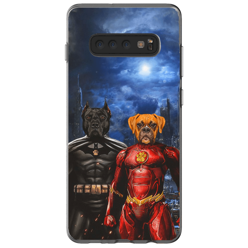 Funda personalizada para teléfono con 2 mascotas &#39;Batdog &amp;amp; Flash Doggo&#39;