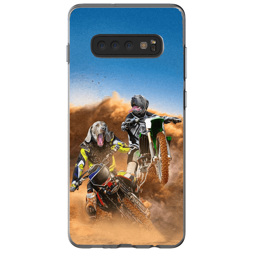 Funda personalizada para teléfono con 2 mascotas &#39;The Motocross Riders&#39;