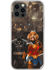 Funda personalizada para teléfono con 2 mascotas 'Batdog &amp; Wonder Doggette'