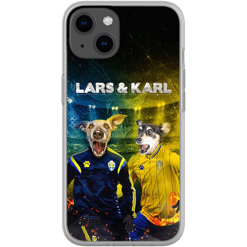 Funda personalizada para teléfono con 2 mascotas &#39;Sweden Doggos Euro Football&#39;