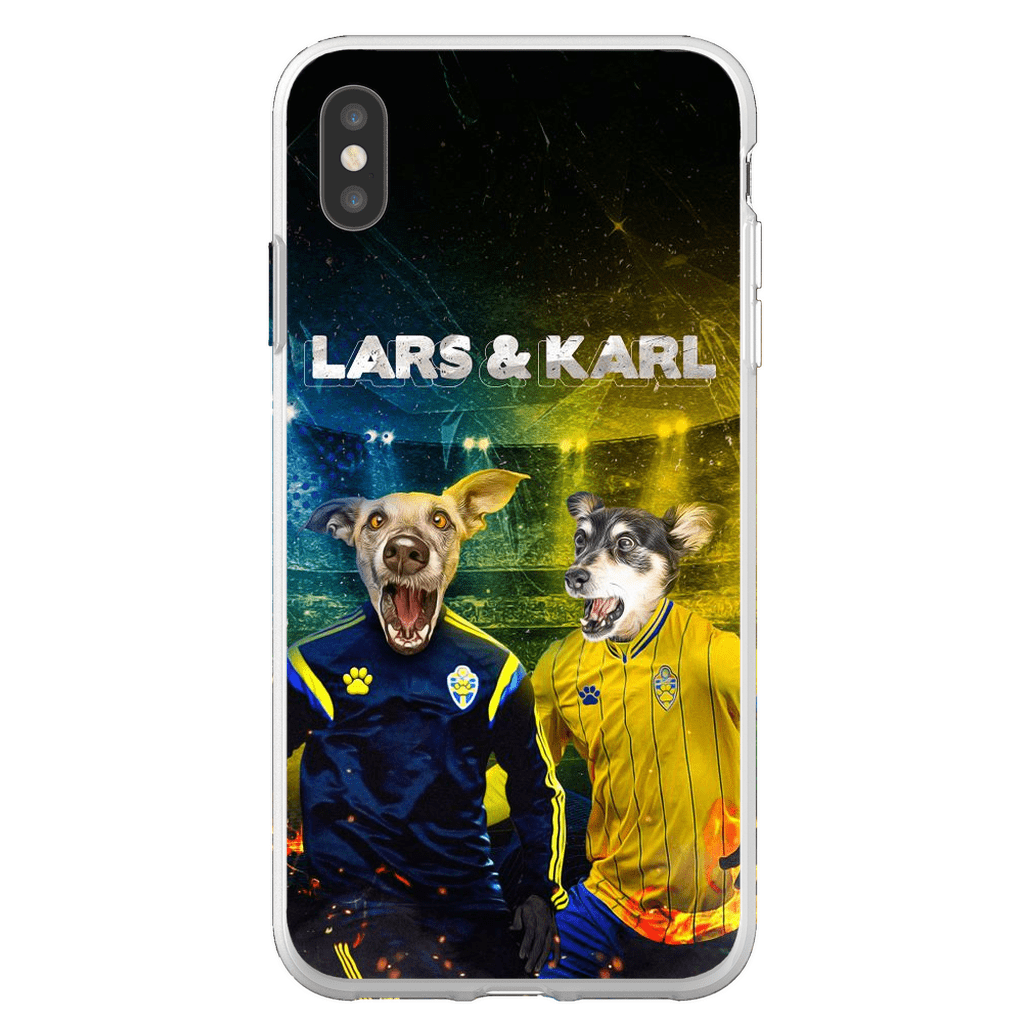 Funda personalizada para teléfono con 2 mascotas &#39;Sweden Doggos Euro Football&#39;