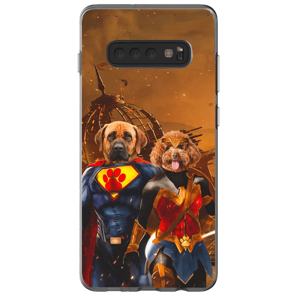 Funda personalizada para teléfono con 2 mascotas &#39;Superdog &amp;amp; Wonder Doggette&#39;