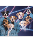 Póster Lazer Portrait (4 machos) de los años 80 'Personalizado para 4 mascotas