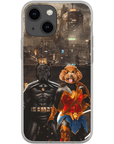 Funda personalizada para teléfono con 2 mascotas 'Batdog &amp; Wonder Doggette'