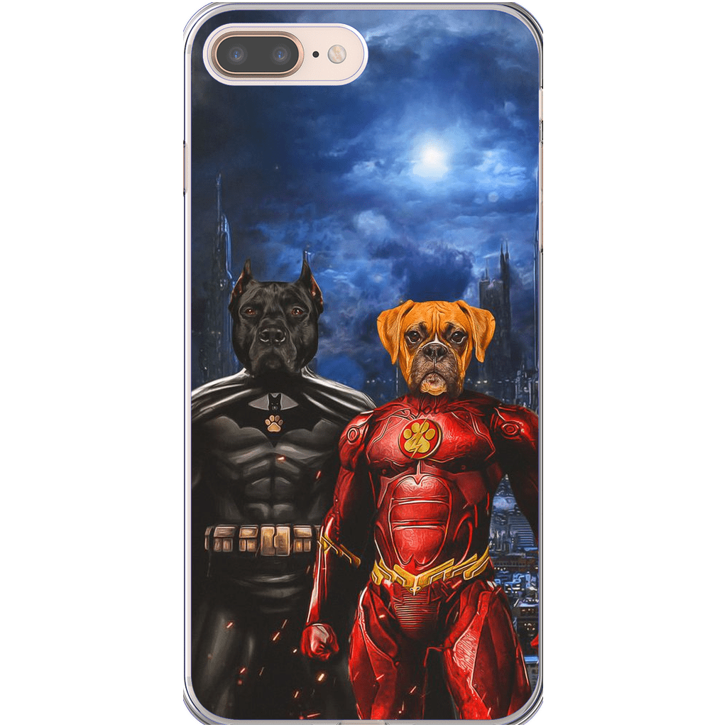 Funda personalizada para teléfono con 2 mascotas &#39;Batdog &amp;amp; Flash Doggo&#39;