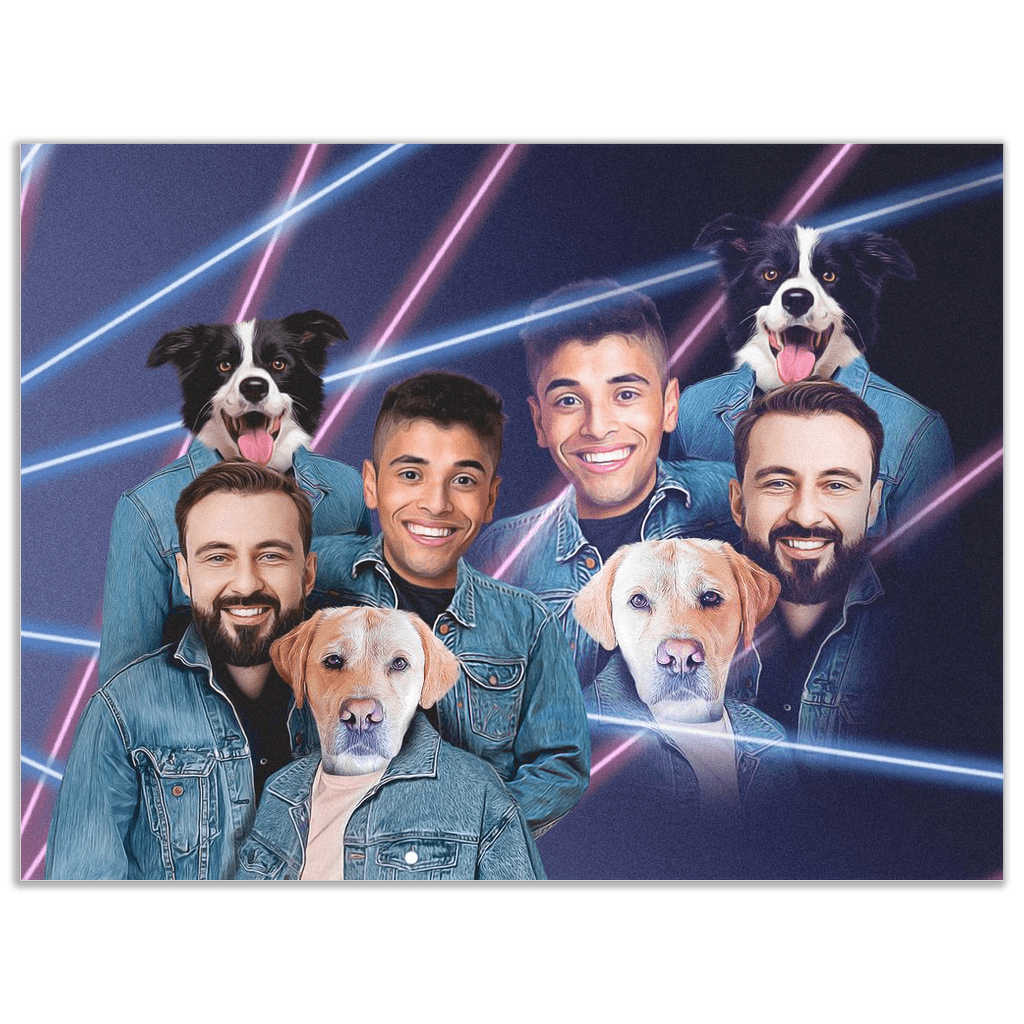 Póster personalizado &#39;Lazer Portrait 2 de los años 80, mascotas y humanos (hombres)&#39;