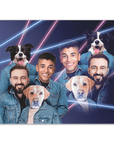 Póster personalizado 'Lazer Portrait 2 de los años 80, mascotas y humanos (hombres)'