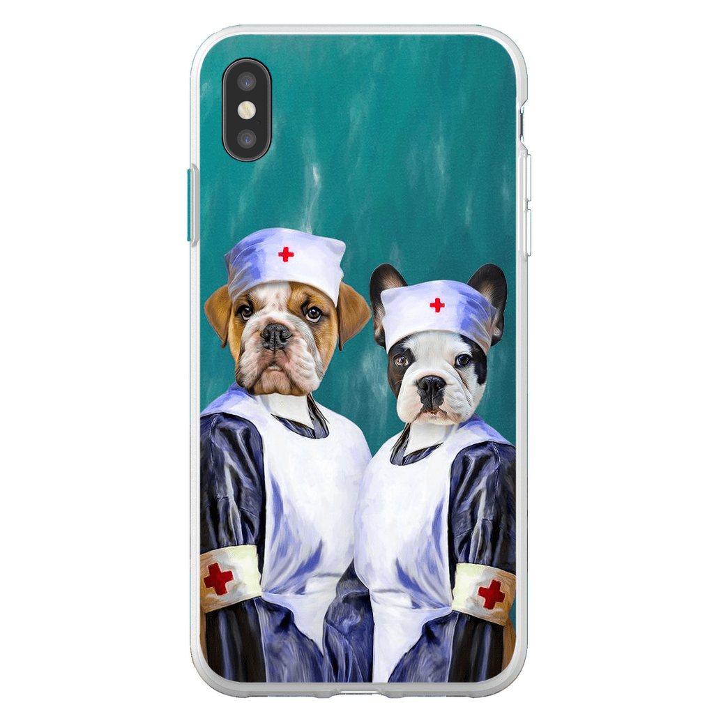 Funda personalizada para teléfono con 2 mascotas &#39;Las enfermeras&#39;