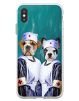 Funda personalizada para teléfono con 2 mascotas 'Las enfermeras'